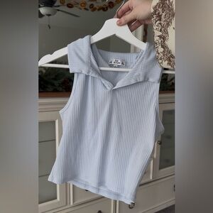 Y2K Women's Light Blue Sleeveless Collared Top